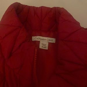 Coldwater Creek red zip up vest with 2 pockets that zip. Size xl(18). Like new